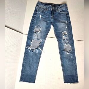 Silver Distressed Suki Skinny Jeans